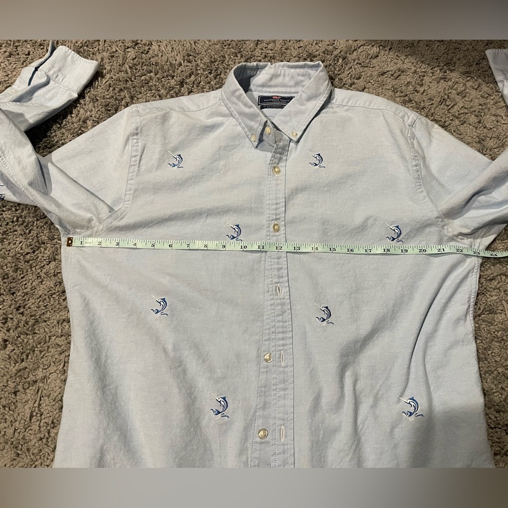 Vineyard Vines Marlin Embroidered Cotton Slim Fit Murray Shirt, Size Large - Picture 5 of 7